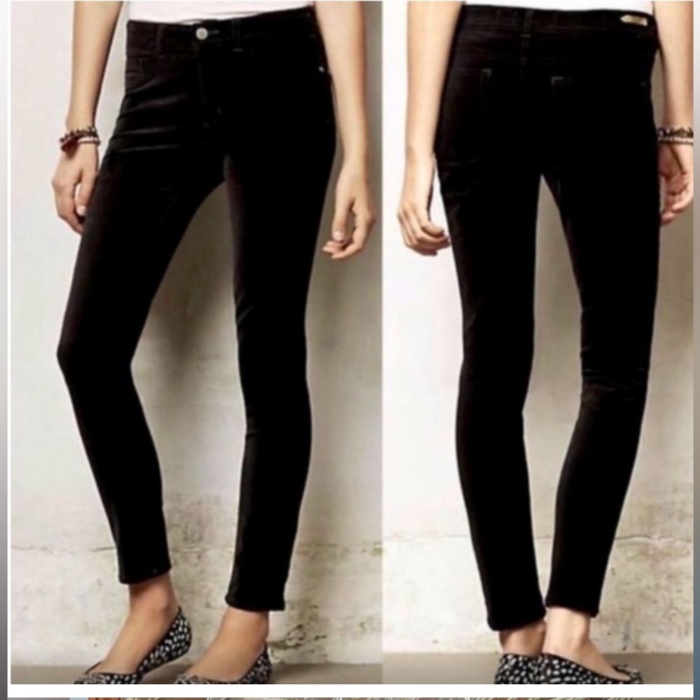 Women's Pilcro & the Letterpress Black Velvet Serif Fit Pants Sz 29